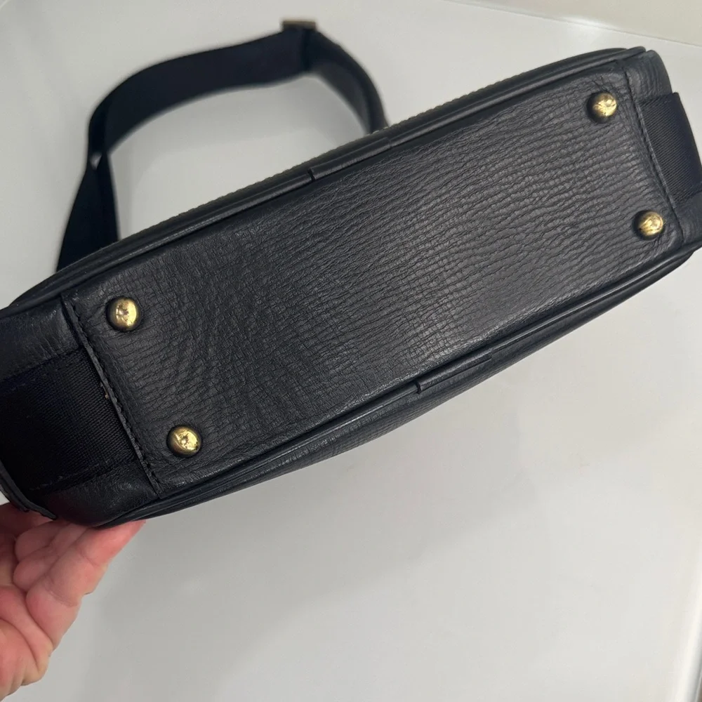MCM Black Leather Messenger Bag